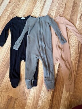 Petit Lem Ribbed Zip One-Piece - Black, Gray, Mauve